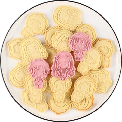 6pcs/set Anime Demon Slayer Cookies Cutter Tools 3D Pressing Biscuit Mold Cookie Stamp Cutter set Baking Tools Sugarcraft