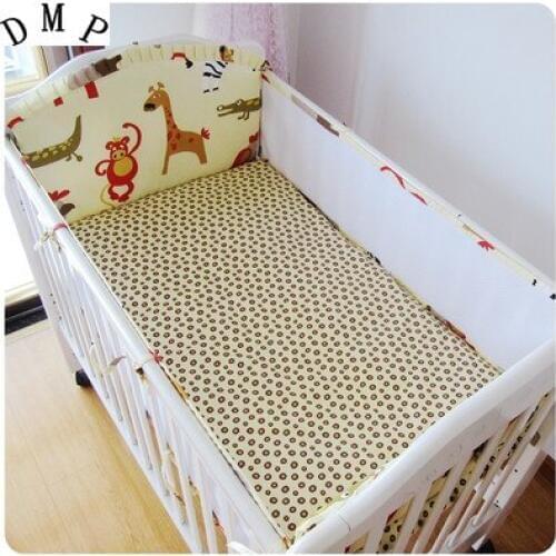 Promotion! 5PCS Mesh Baby Cot Bedding Set Infant Toddler Crib Bed Set,(4bumpers+sheet)