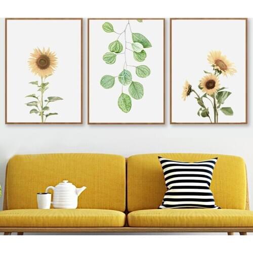 Sunflower Flowers Art Prints Tropical Wall Art Canvas Painting Floral Photography Poster Nursery Wall Pictures Living Room Decor