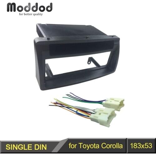 Din Fascia for Toyota Corolla w/pocket + Wiring Harness Headunit Radio CD DVD Stereo Panel Dash Mount Install Trim Kit Frame