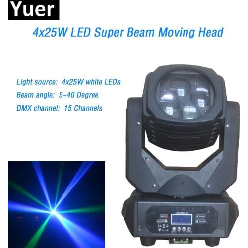 4x25W LED Super Beam Moving Head Light DMX512 led lamp 15 channels gobo rotate lens 5-40 Degree beam angle for DJ Disco Party