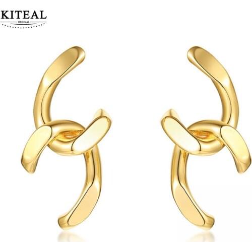KITEAL New Beautiful Fashion Gold color Gentlewoman stud earrings Open crossing Chain women earrings wedding decoration