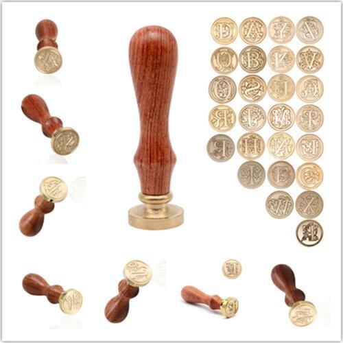 Classic 26 Letter A-Z Alphabet Initial Sealing Wax Seal Stamp Ancient Seal Post Decorative Antique Stamp Gifts Retro Wood Stamp