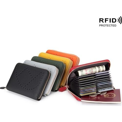 Genuine Leather RFID wallet Credit Card & IDHolder Case For Women Man Cowhide Business Card Holders Small Wallet For Card Pouch