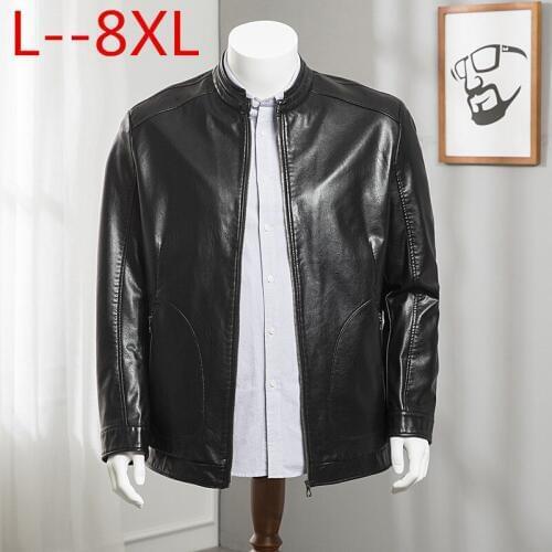 8XL Leather Jacket Men Design Stand Collar Male Casual Motorcycle Leather Jacket Mens Veste en cuir genuine jackets jaqueta