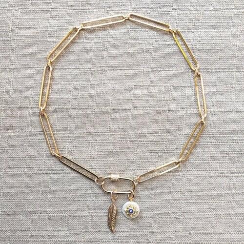 Mens gothic long chain necklace gold-color leaf pendant choker gift jewelry for friends подарки на новый год women punk цепь