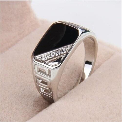 Rings For Men Classic Luxury Square Fashion Dripping Oil Ring Cubic Zirconia Bridegroom Wedding Engagement Bijoux