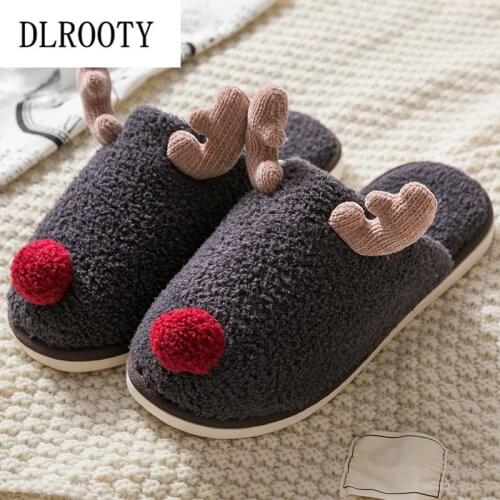 Men Winter Warm Slippers Indoor Fashion Cute Platform Silent Non-slip Short Plush Shoes Man Slides Flat Casual Comfortable