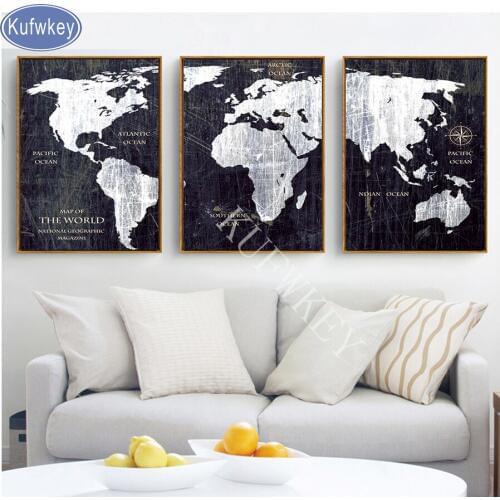 3 pcs set diy diamond painting cross stitch world map home decoration full square drill full diamond embroidery office sticker
