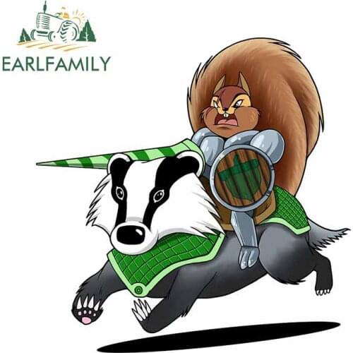 EARLFAMILY 13cm x 12.7cm For Squirrel Rider Fine Decal Motorcycle Car Stickers Windshield Waterproof Scratch-Proof for VAN ATV