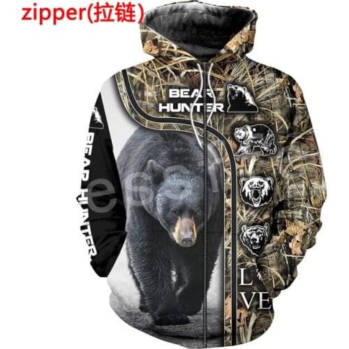 LIASOSO Animal Hunter Bear Hunting Wild Beast NewFashion Autumn Long Sleeve Casual Streetwear 3DPrint Men/Women Zip/Hoodies