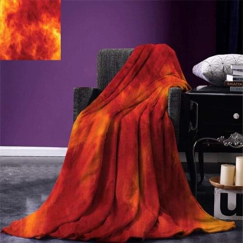 Orange Throw Blanket Graphic of Fire Vibrant Flames Illustration Heat Burning Theme Design Art Print Warm Fleece Blanket for Bed