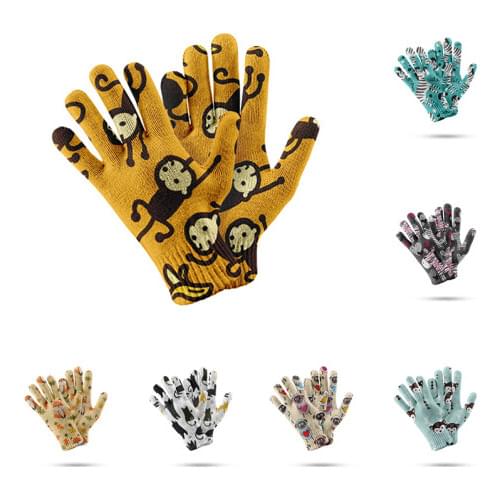 Cartoon Monkey Fox Garden Gloves 3D Printed Cute Harajuku Women Men Stretch Knit Mittens Anti Slip Windproof Spring Ride Gloves