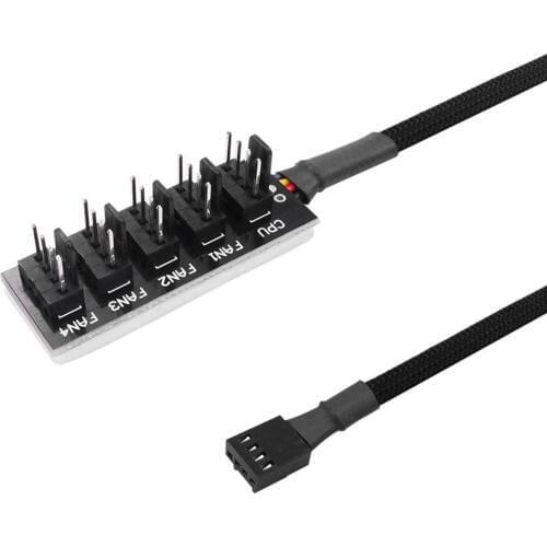 PC 1 to 5 4Pin Cooling Fans Hub Splitter Cable PWM Power Suppply Adapter Speed Controller For Computer Mining