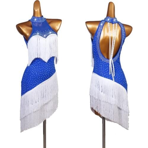 Professional Latin Dance Dress Fringed Dress Latin Dance Performance Costume Diamond-Studded Latin Competition Dresses DQS6516