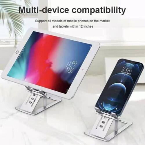 HOT SELL 2021 New Creative Storage Folding Desktop Tablet Aluminum Alloy Stand Lift 6-speed Adjustment Slim Mobile Phone Stand