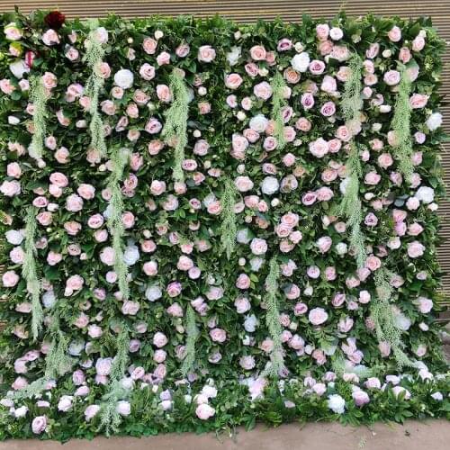 SPR Pink Purple Forest Green Grass Flower Wall For Wedding Backdrop Roll Up Fabric