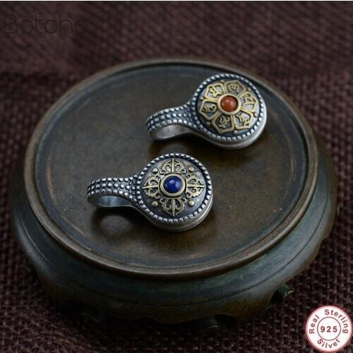 S925 Sterling Silver Buddhistic Six Words' Mantra Pendants for Women Men Retro Fashion Jewelry Without a Chain free delivery