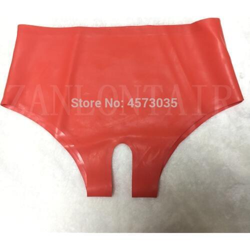Sexy lingerie exotic handmade women female red latex open crotch hole shorts underwear cekc zentai uniform catsuits fetish