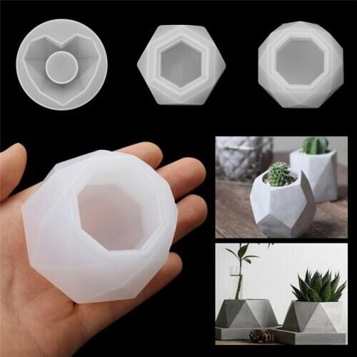 Silicone Plant Pot Molds Form Arts Craft Polygonal Casting Moulds Diy Succulent Flowerpot Clay Mold 3 Styles Concrete Mould