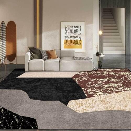 Modern Style Bedroom Bedside Area Rugs Retro Black Gray Stitching Geometric Carpet Living Room Sofa Table Anti-Slip Floor Mats