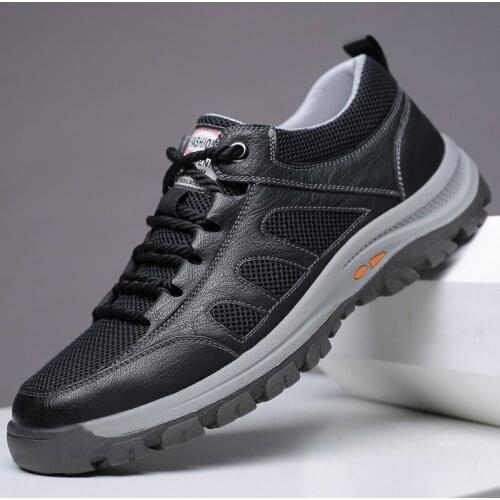 Spring and summer mens shoes outdoor sports shoes breathable leather dad shoes mens cowhide casual leather shoes loafers