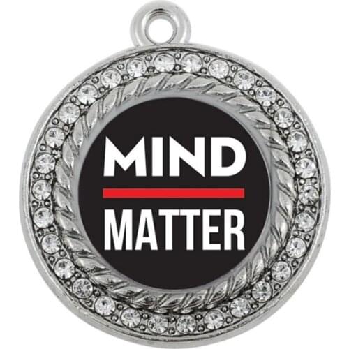 MIND OVER MATTER CIRCLE CHARM ANTIQUE SILVER PLATED JEWELRY