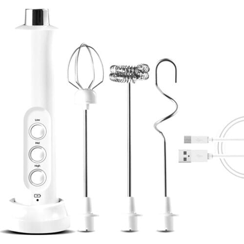 USB Electric Milk Frother 3 Speeds Cappuccino Coffee Foamer 3 Whisk Handheld Egg Beater Hot Chocolate Latte Drink Mixer Blender