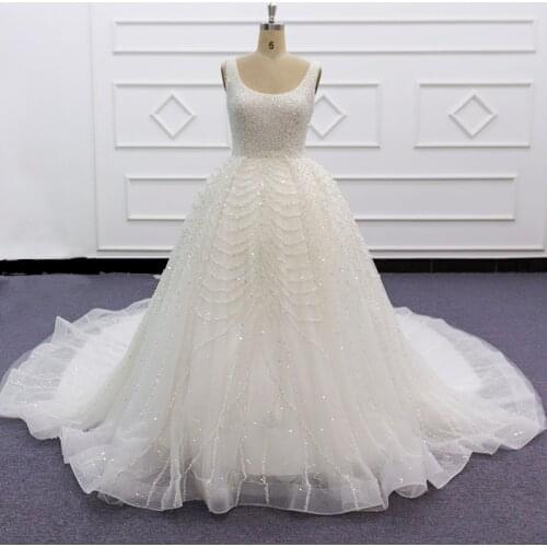 Eslieb Ball Gown Wedding Dress for Women Princess Beading Elegant vestido de noiva Glisten Sequined Court Train SJ293