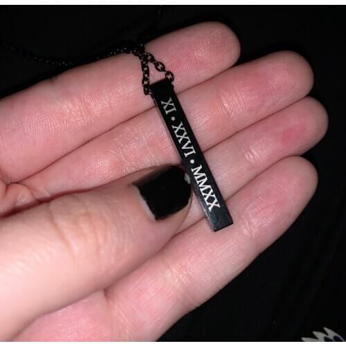 VishowCo Personalized Square Bar Custom Name Necklace Stainless Steel Four Sides Engraving Pendant Necklace Women Best Gift