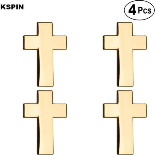 Golden Cross Lapel Pin Badge Brooch Icons 4pcs