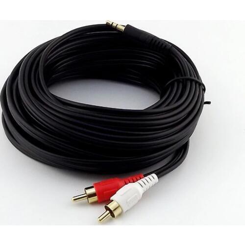 1pcs Gold 3.5mm Male Stereo Plug to 2x RCA Phono Male Audio Video AV Adapter Cable 1.5m/3m/5m/10m