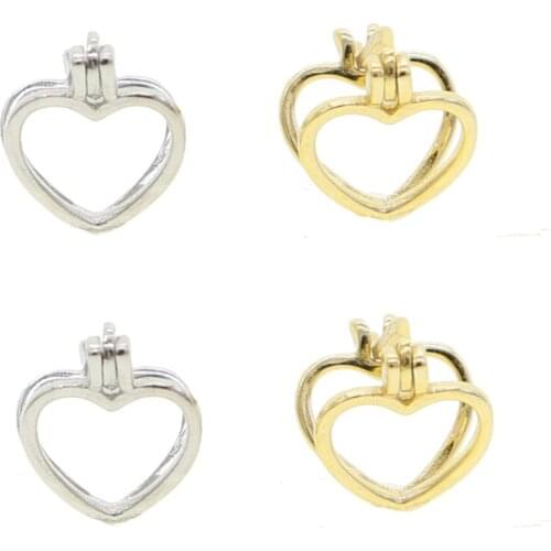 100% 925 sterling silver Fine silver jewelry Silver Gold plated double hollow heart earring girlfriend lover gift