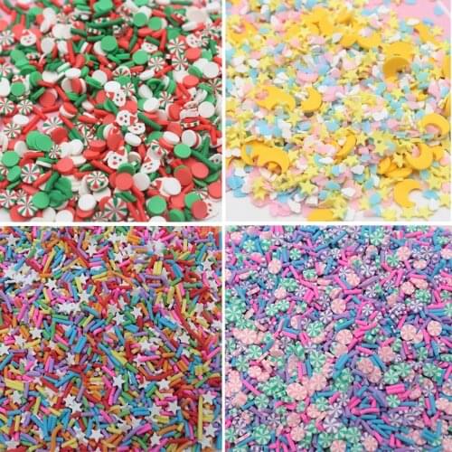 100g/Lot Pastel Candy Christmas Star Moon Mixture Slices Polymer Clay for Decoration DIY Crafts Filler Accessories