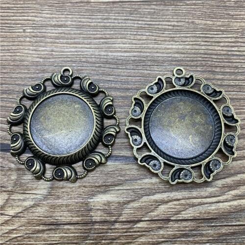 2pcs 25mm Glass Cabochon Alloy Material Cameo Base Setting Jewelry Findings Pendant Bracelet Jewelry Making #YXtuo-0910