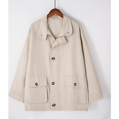 2020 Autumn Casual Button Double Pocket zaraing-style za women 2020 sheining vadiming women female windbreaker jacket