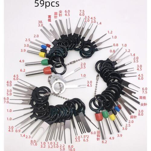 59Pcs/set Car Terminal Removal Kit Wiring Crimp Connector Pin Extractor Puller Terminal Repair Professional Tools