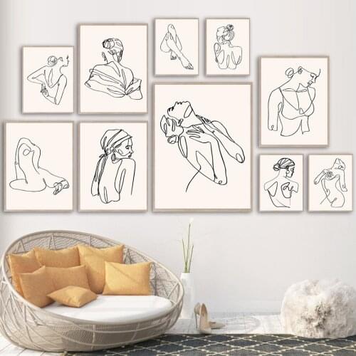 Abstract Lines Woman Body Hand Minimalism Wall Art Canvas Painting Nordic Posters And Prints Wall Pictures For Living Room Decor