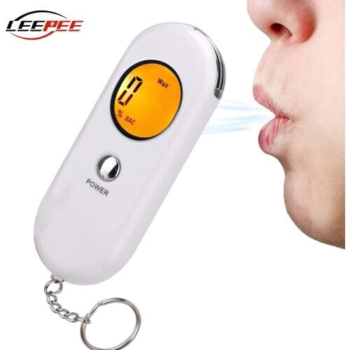 LEEPEE Car Accessories Alcohol Breath Tester Portable Breathalyzer Analyzer Detector Backlight LCD Screen Battery Power