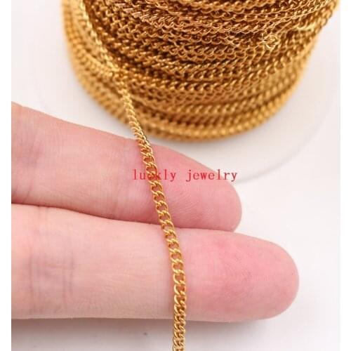In bulk 10meter/ lot 1.8mm thin Stainless Steel Gold plated cowboy Link Chain Jewelry Finding /Marking Chain DIY