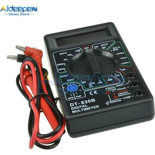 DT830B Mini LCD Digital Multimeter Voltmeter Ammeter Ohmmeter Multimeter Volt AC DC Transistor Diode Tester Meter With Probe