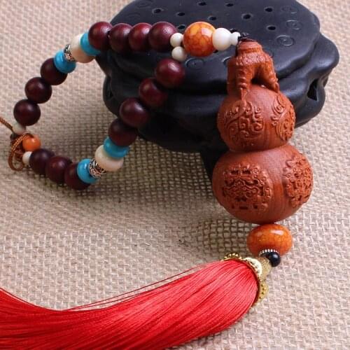 Huali wood gourd Pendant Kirin Fulu Ping'an automobile interior accessories Automobile Pendant R163-35