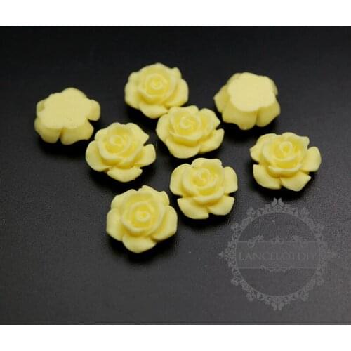 12mm creamy color rose resin cabochon for pendant charm 4160013