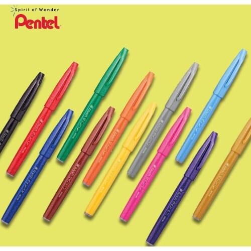 12/24pcs Pentel TOUCH Color Soft Head Brush SES15C Soft Pen Hand Account Greeting Card Hand-painted Hand Account 24 Colors