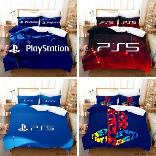 Red Blue Playstation Game Bedding Set Game Mode Printing Kids Duvet Cover Spring Summer Soft Bedspread Twin Full Size Bed Line