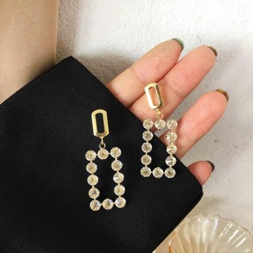 Square Crystal Temperament Fashion Earrings Geometric Simple Ethnic Indian Earrings