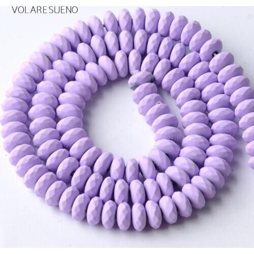 Lavender Purple Hematite Stone Natural Rubber Rondelle Beads For Jewelry Making 6mm Space Loose Beads Diy Bracelet Wholesale 15"