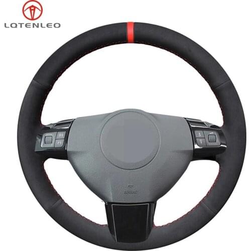LQTENLEO Black Suede Hand Sew Car Steering Wheel Cover For Opel Zaflra (B) 2005-2014 Signum Vectra (C) 2005-2009 Holden Astra