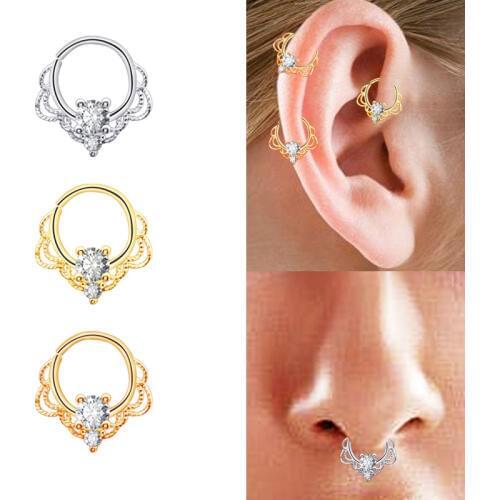 Small Septum Jewelry Nose Rings Cartilage Earrings AAA Zircon 8mm Silver Gold Rose Gold Anti-allergic Body Piercing Women New