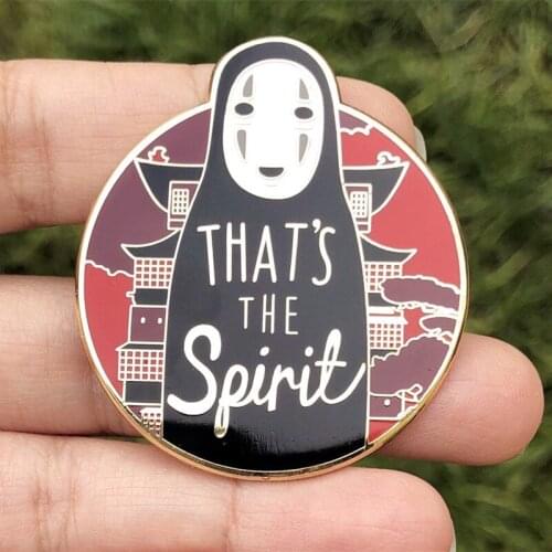 No Face Kaonashi Thats the Spirit Brooch Pins Enamel Metal Badges Lapel Pin Brooches Jackets Jeans Fashion Jewelry Accessories